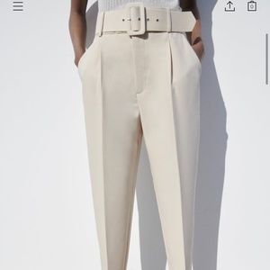 Zara Linen Ankle Pant with Lined Wide Belt XS